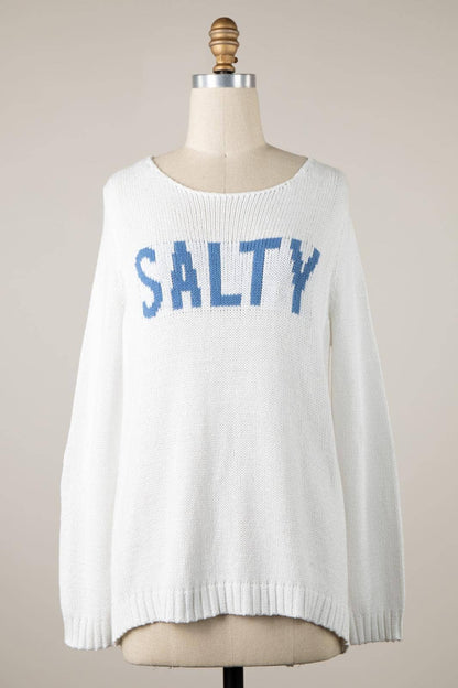“SALTY” Graphic Knit Sweater