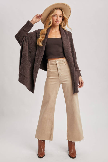 Blanket Wrap Boucle Knit Cardigan
