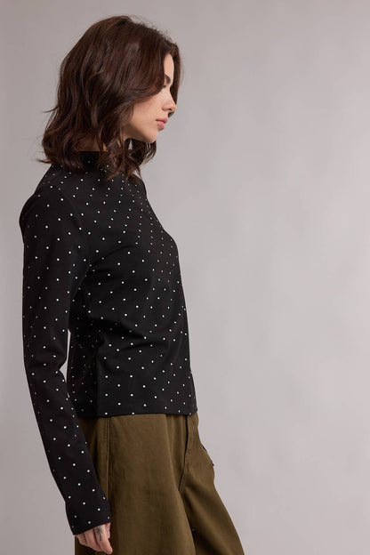 Polka Dot Mock Neck Top