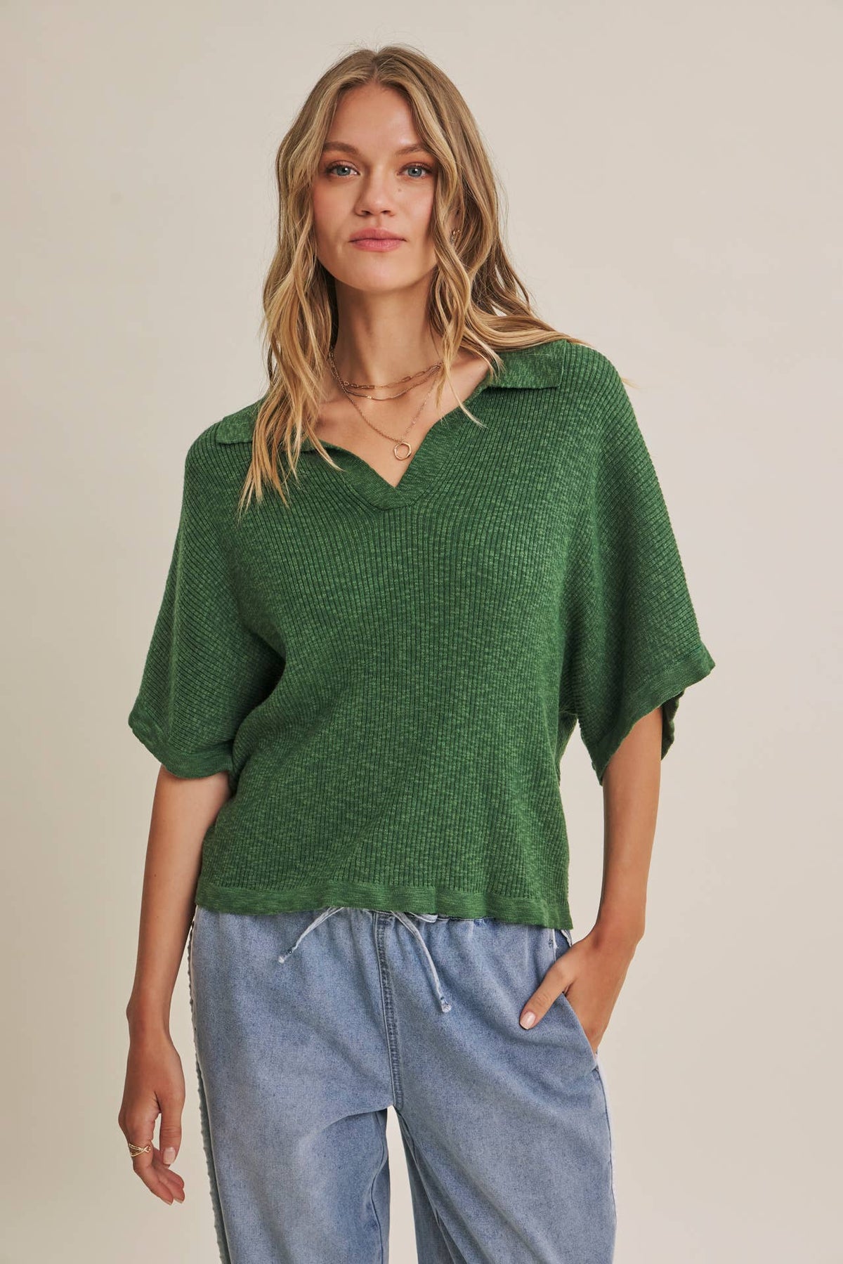 Relaxed Slub Rib Dolman Sweater