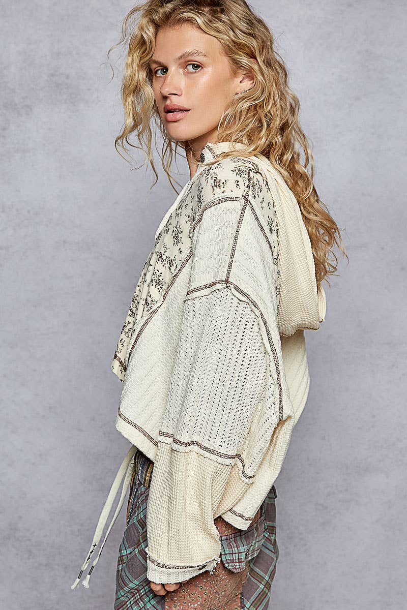 Balloon sleeve semi cropped knit top