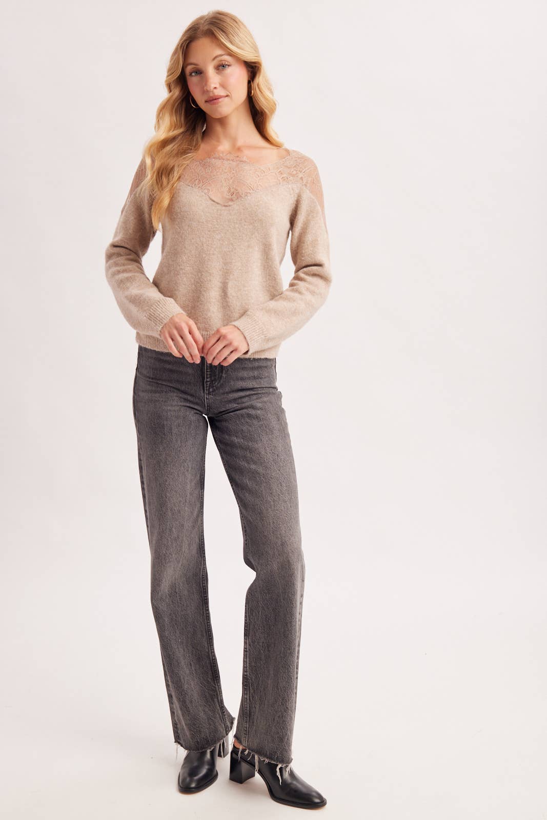 Eyelash Lace Trim Sweater