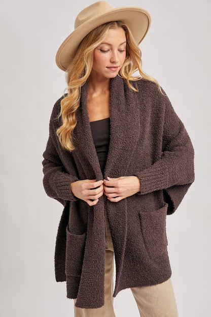 Blanket Wrap Boucle Knit Cardigan