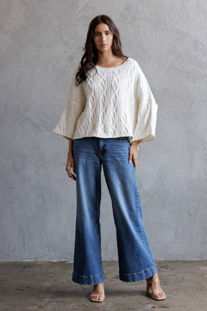 Cable Knit Cropped Sweater