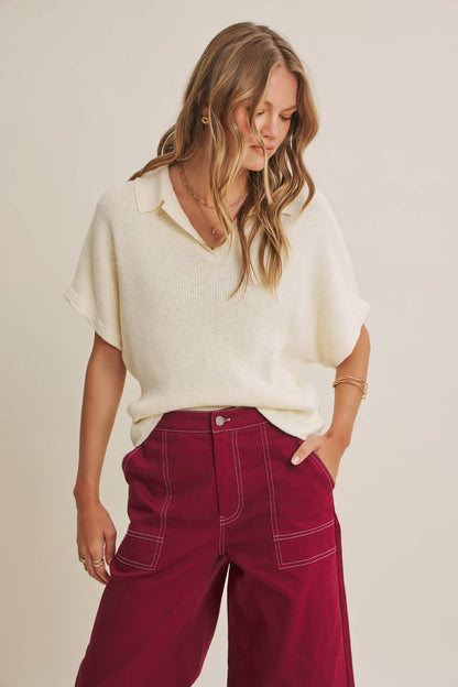 Relaxed Slub Rib Dolman Sweater
