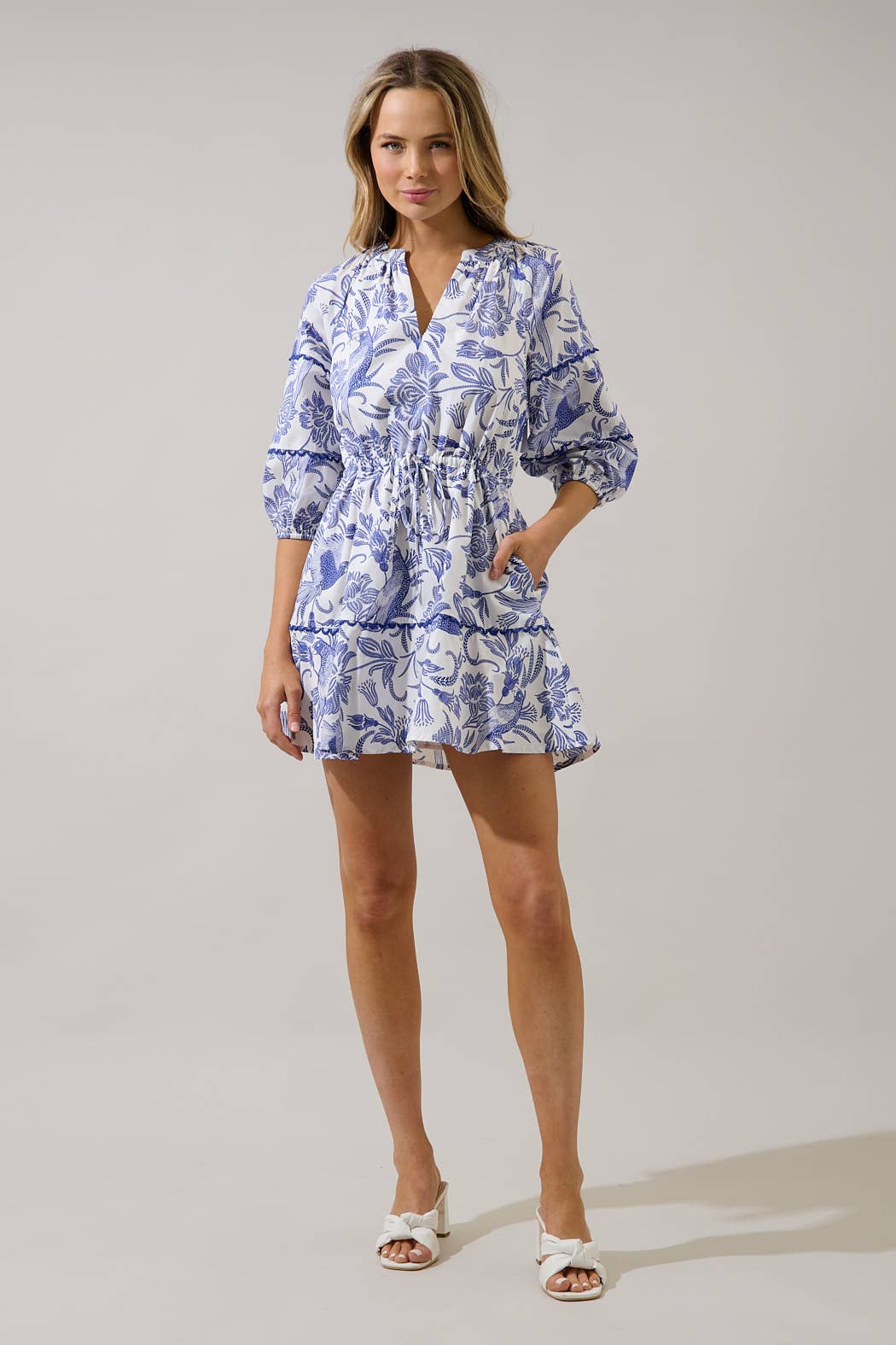 Dabria Split Neck Mini Dress