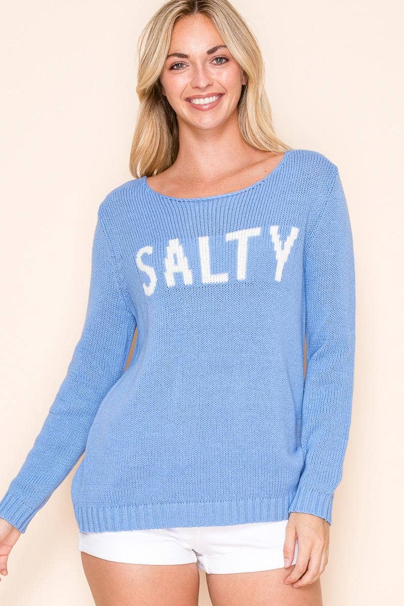 “SALTY” Graphic Knit Sweater