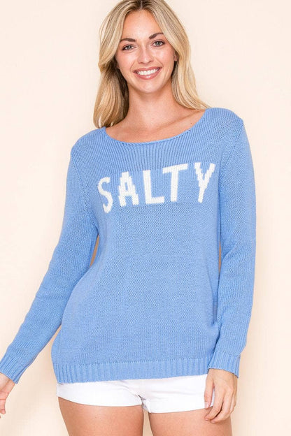 “SALTY” Graphic Knit Sweater