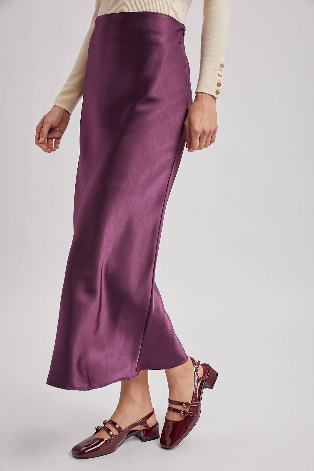 SATIN MIDI SKIRT