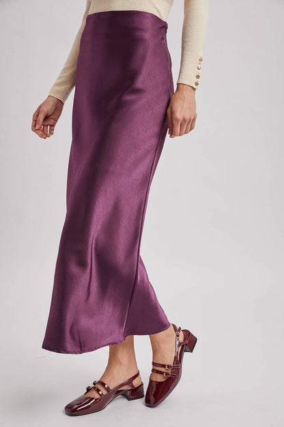 SATIN MIDI SKIRT