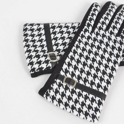 Houndstooth Print Gloves