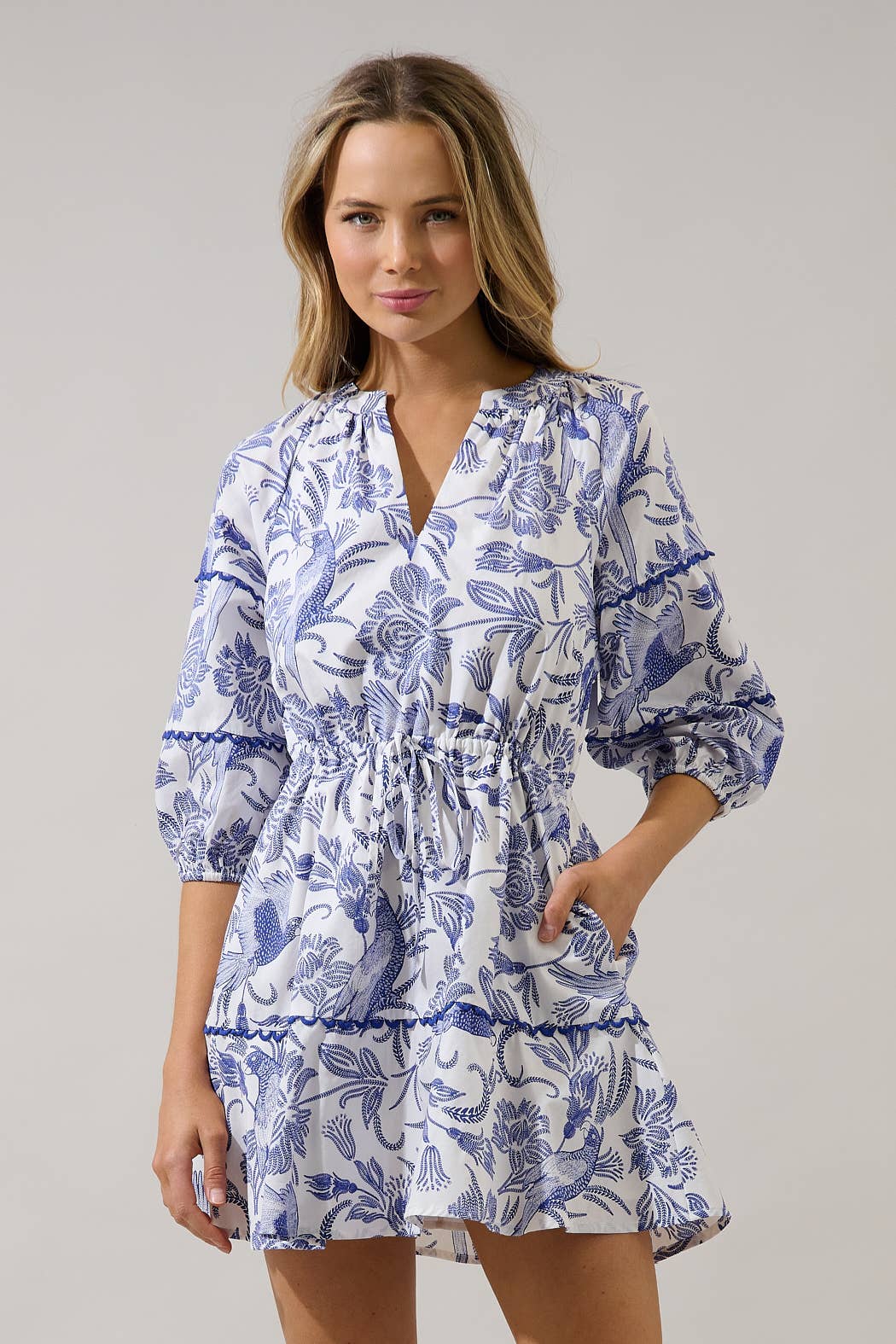 Dabria Split Neck Mini Dress