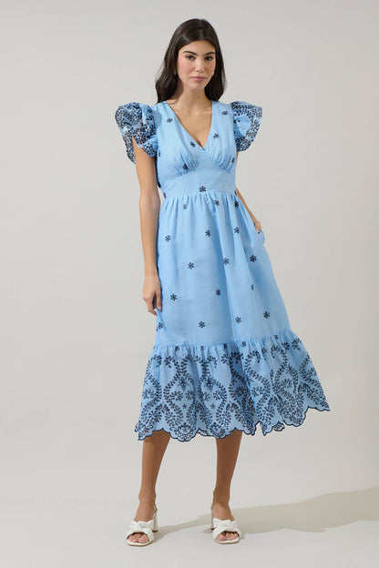 Joliet Stripe Eyelet Zayla Midi