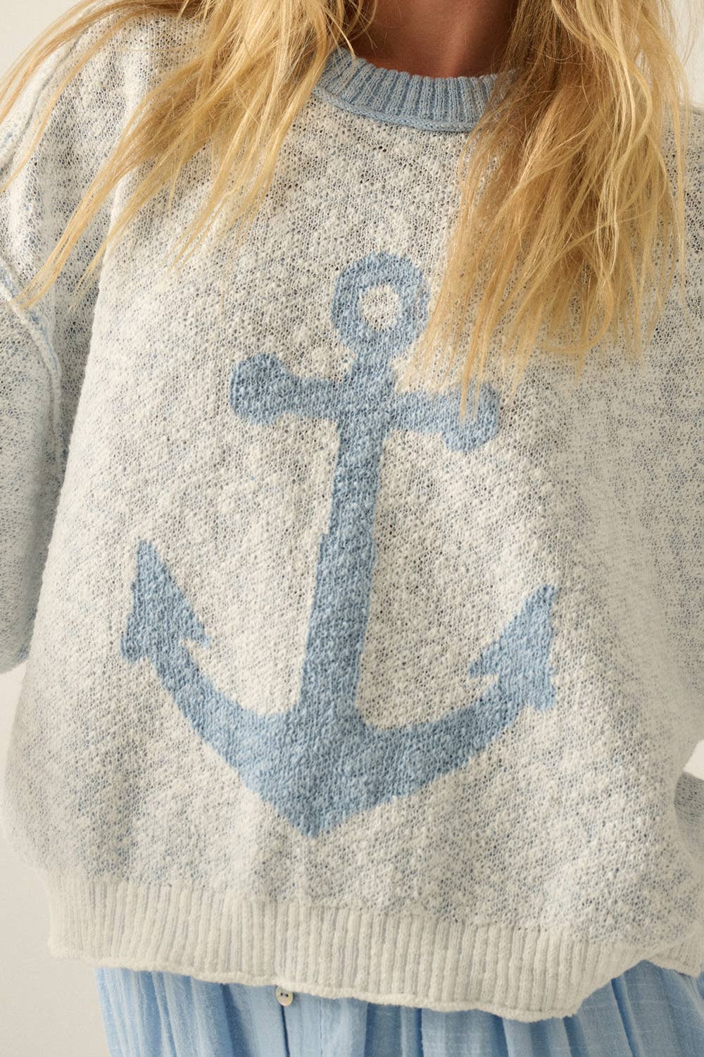 Anchor Jacquard-Knit SS Sweater