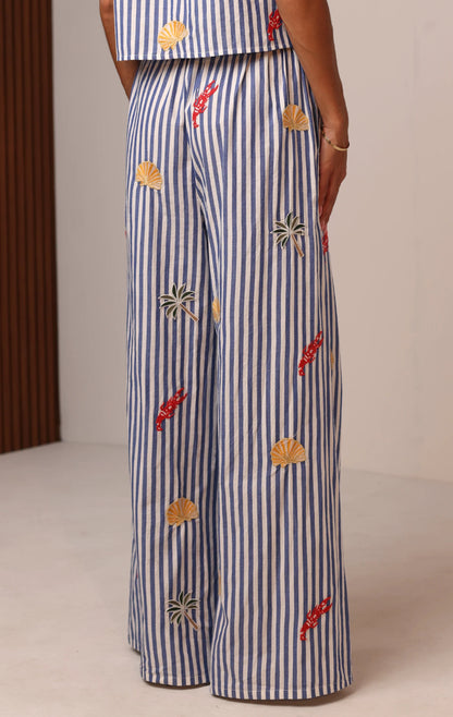Beaded Beach Pant in Poolside Picnic