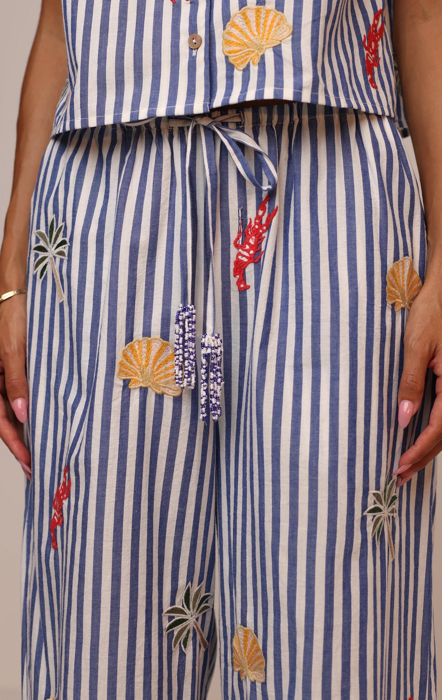 Beaded Beach Pant in Poolside Picnic