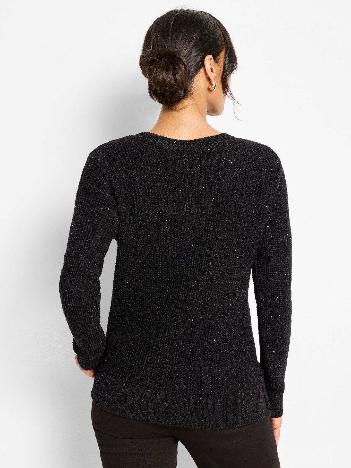Shimmer Waffle V-Neck Sweater