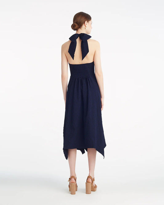Violeta Halter Neck Dress in Seersucker