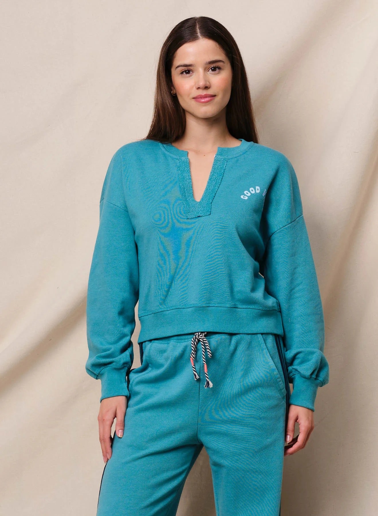 Split Neck Sweatshirt