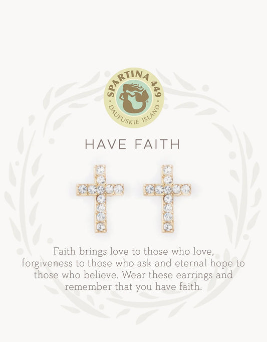 SLV Stud Earrings Have Faith/Cross