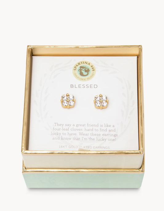 SLV Stud Earrings Blessed/Crystal Clover