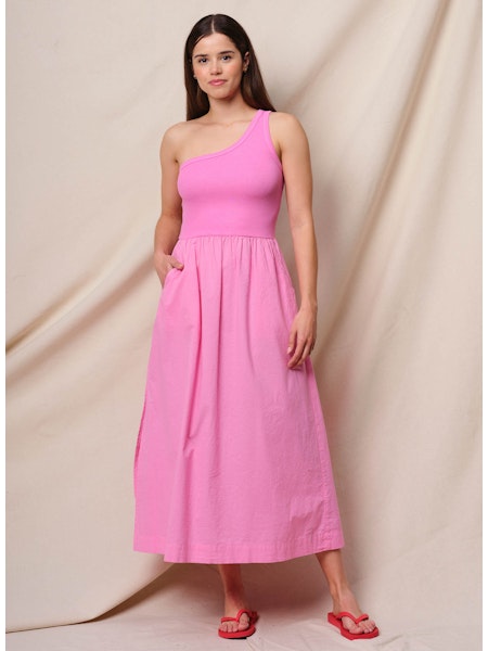 Mixed Media One Shoulder Tank Dress
