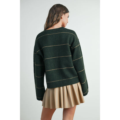 Button Front Striped Cardigan