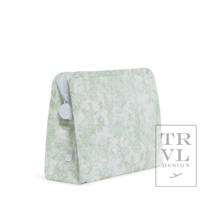 Roadie Medium - Bunny Toile Green Zip Pouch