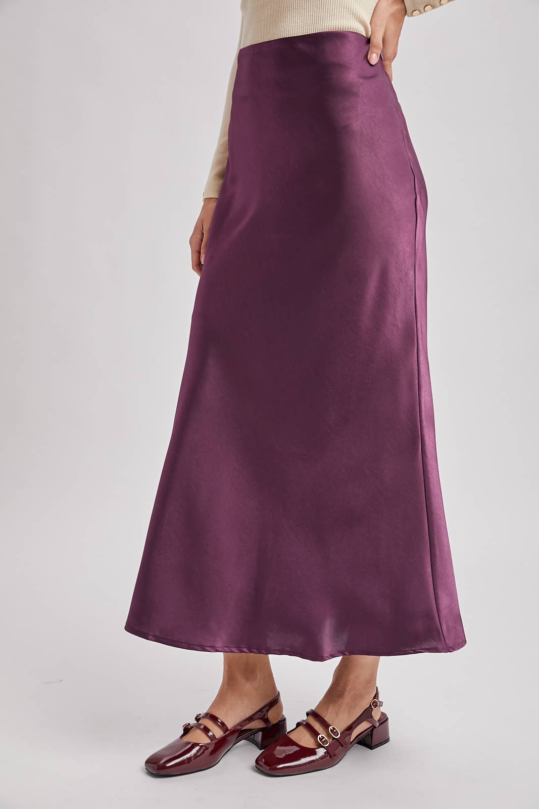 SATIN MIDI SKIRT