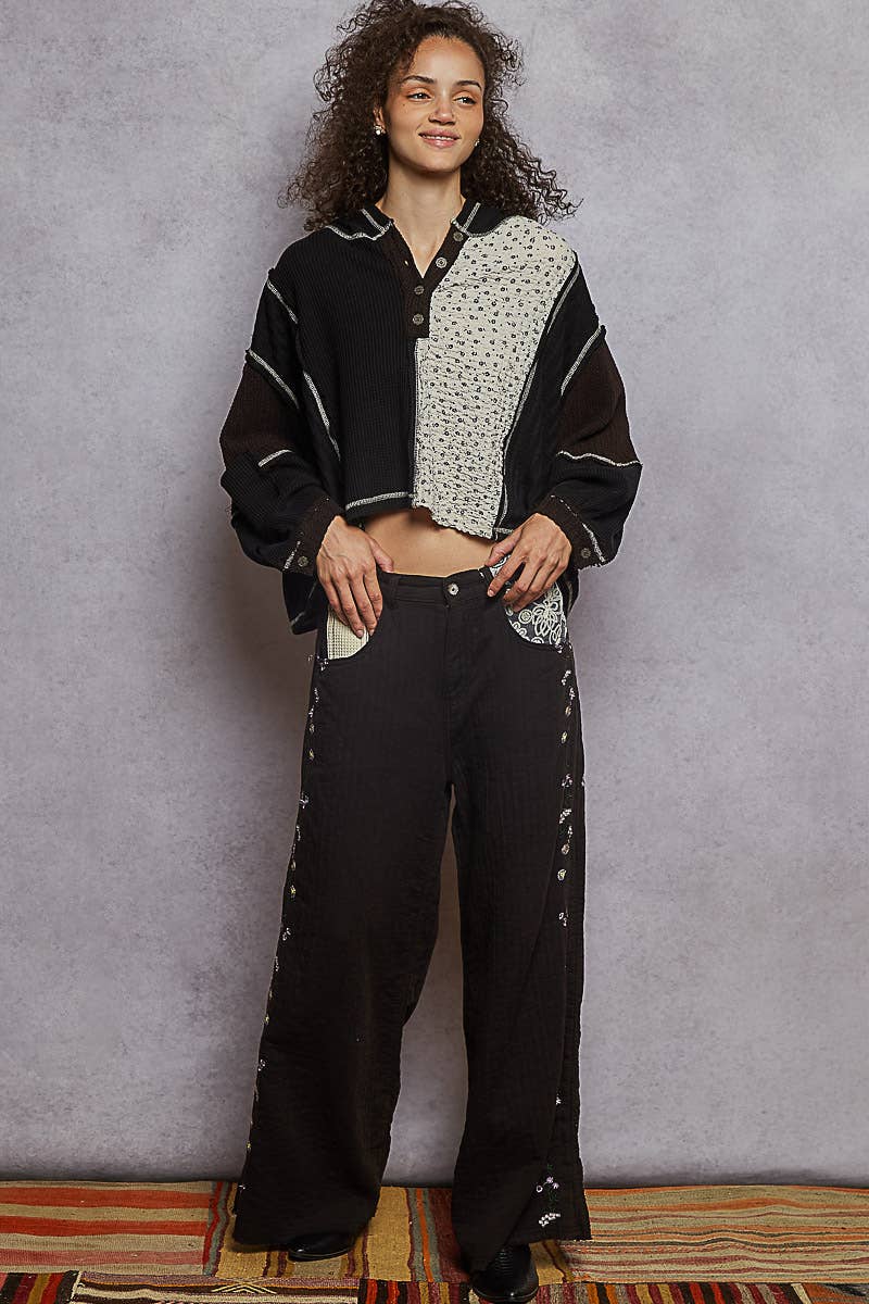 Balloon sleeve semi cropped knit top