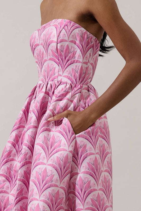 Aurra Jacquard Strapless Midi Dress