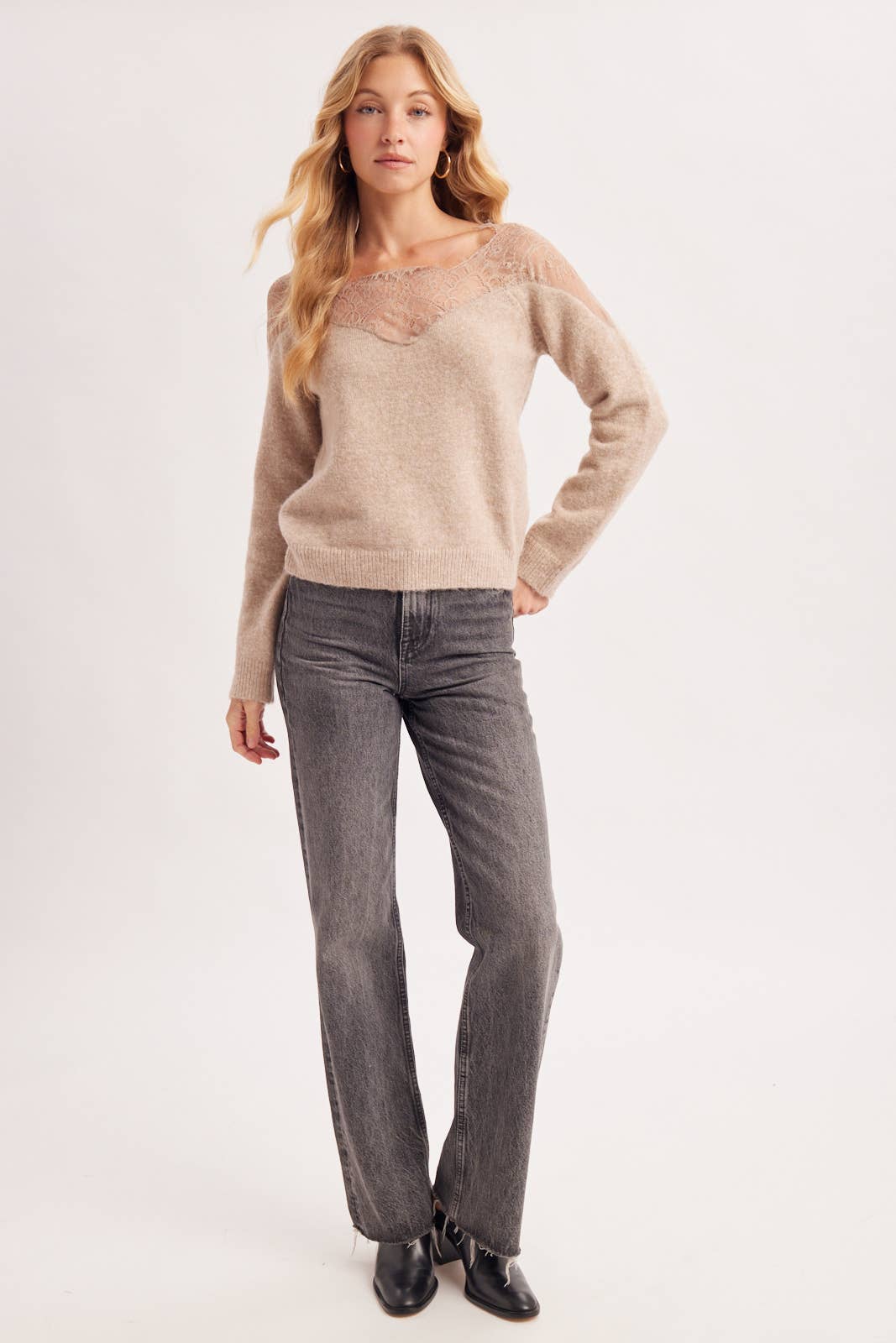 Eyelash Lace Trim Sweater