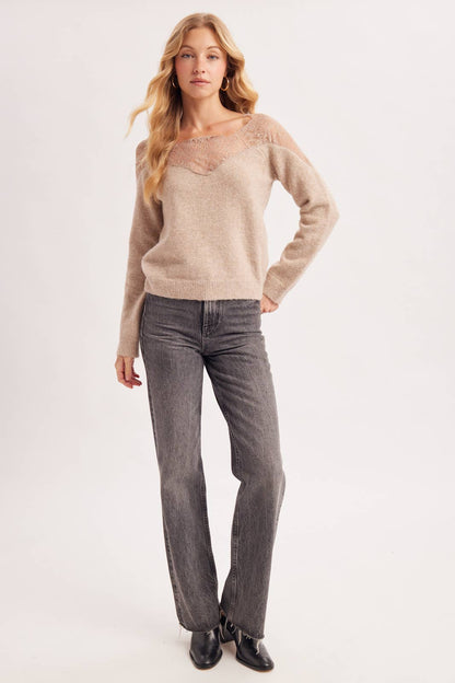 Eyelash Lace Trim Sweater