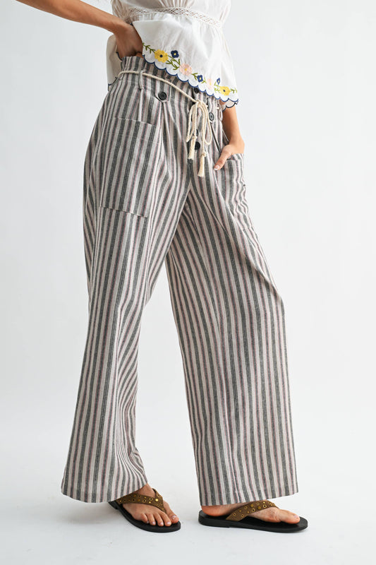 Striped Linen-Blend WL Pant