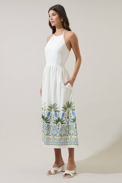 Senara Floral Halter Midi Dress