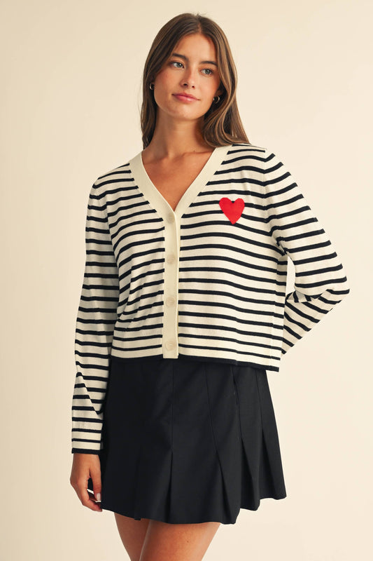 Heart Patch Cropped Cardigan