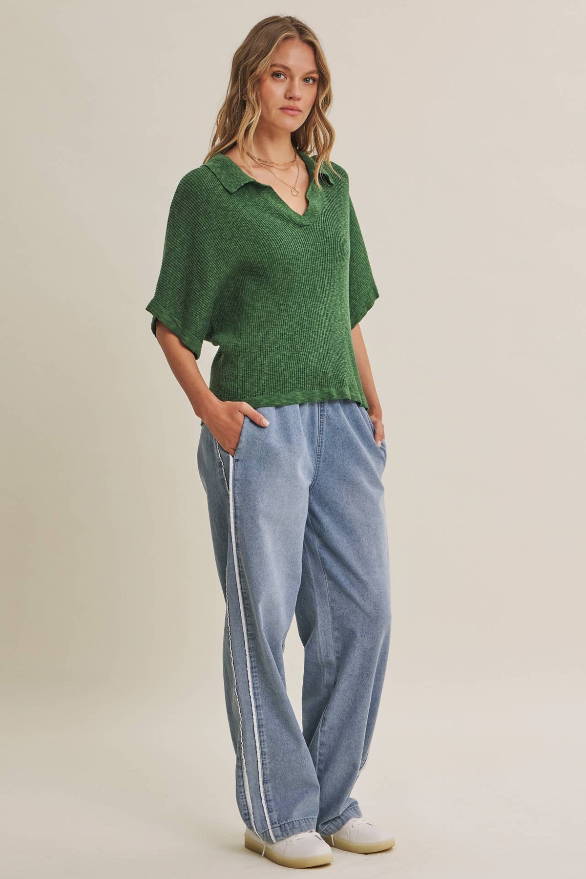Relaxed Slub Rib Dolman Sweater