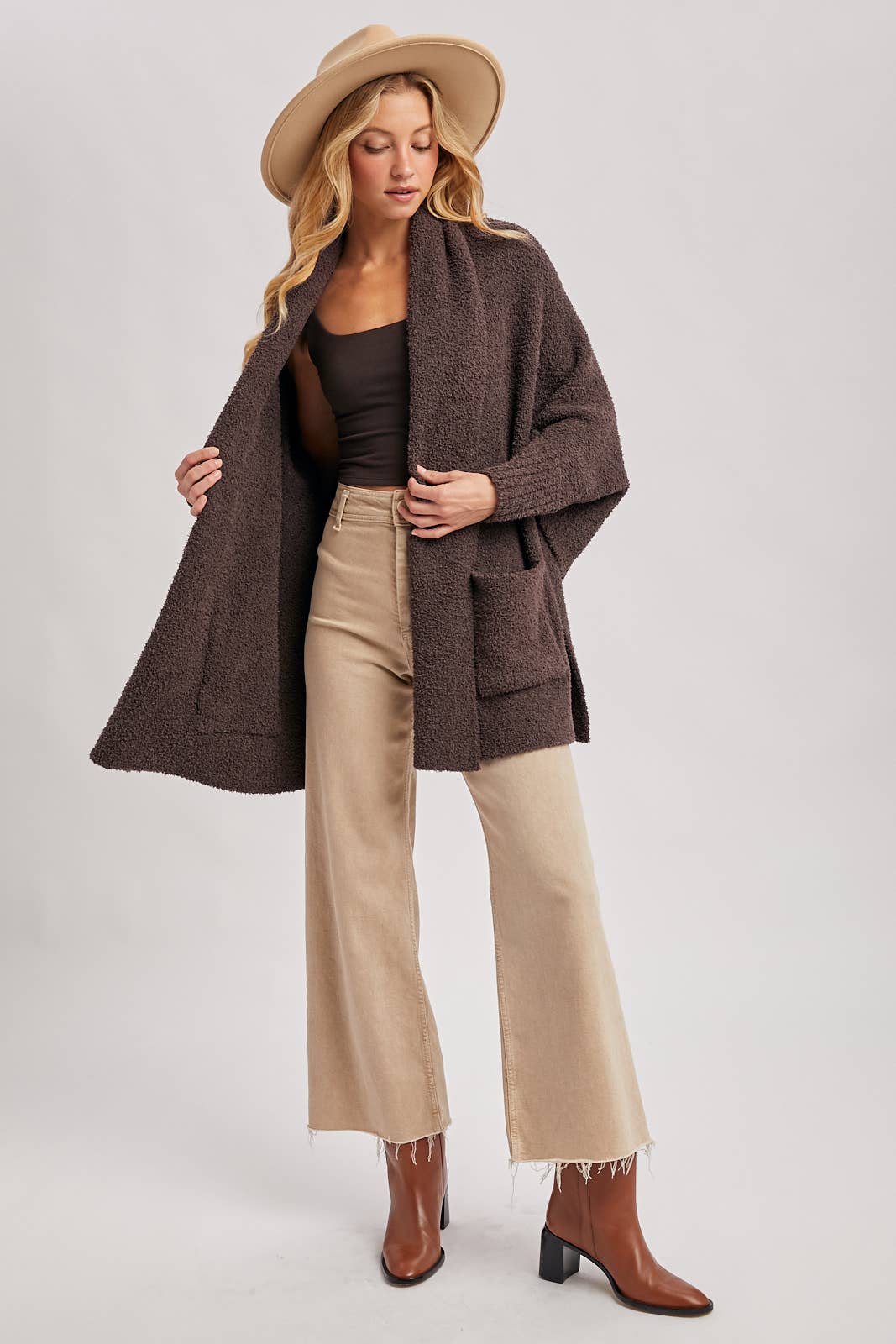 Blanket Wrap Boucle Knit Cardigan