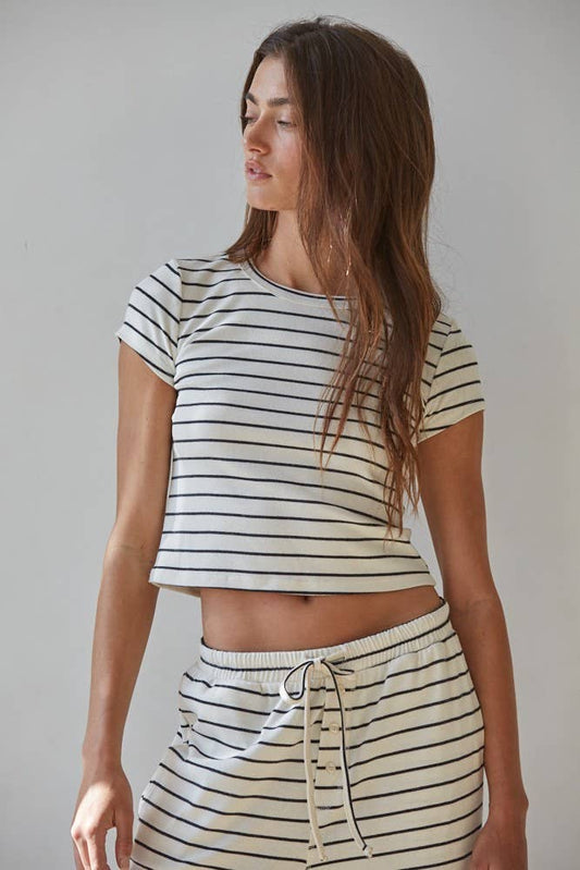 Knit Striped Short Sleeve Top
