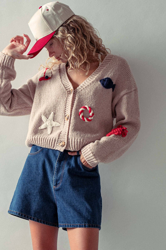 Crochet Patch Cardigan–Nautical Motifs