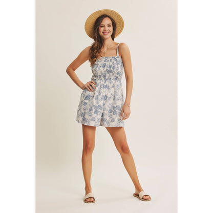 Palm Leaf Smocked Romper