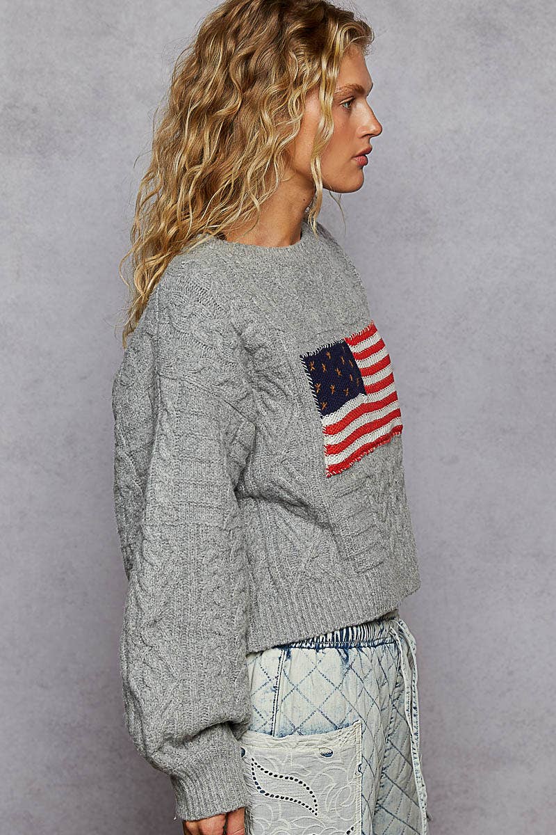 USA flag contrast stitch detail sweater