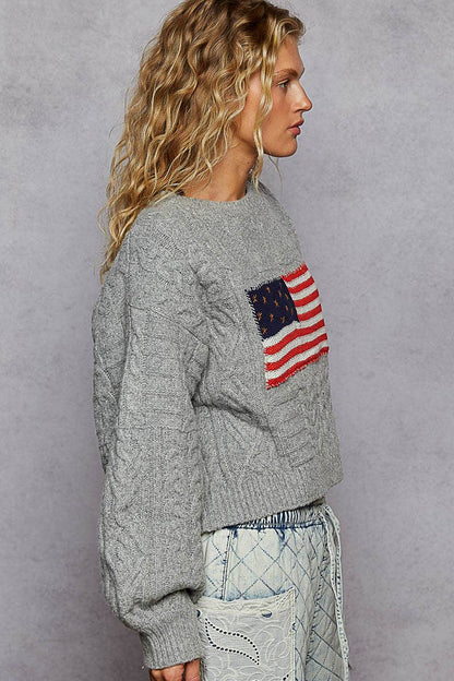 USA flag contrast stitch detail sweater