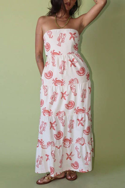 Strapless Seashell Maxi Dress