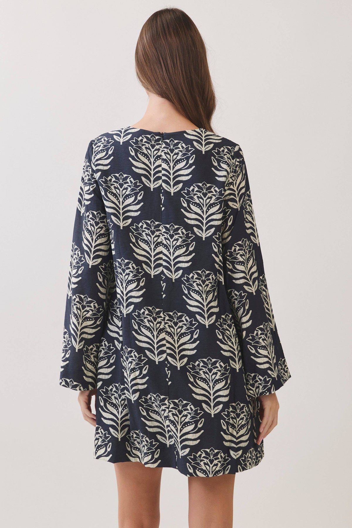 Floral Print Metal Ring Mini Dress