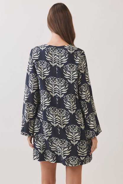 Floral Print Metal Ring Mini Dress