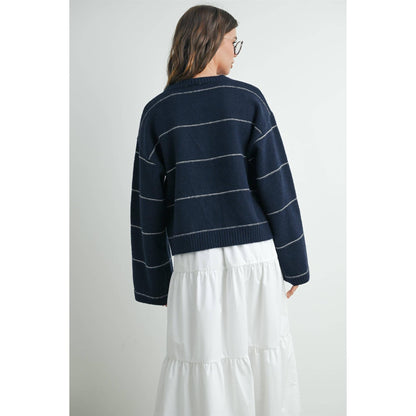 Button Front Striped Cardigan