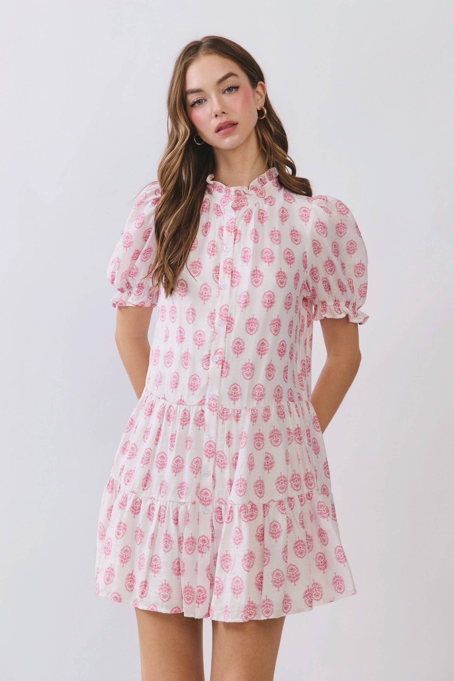 Floral Print Puff Sleeve Mini Dress