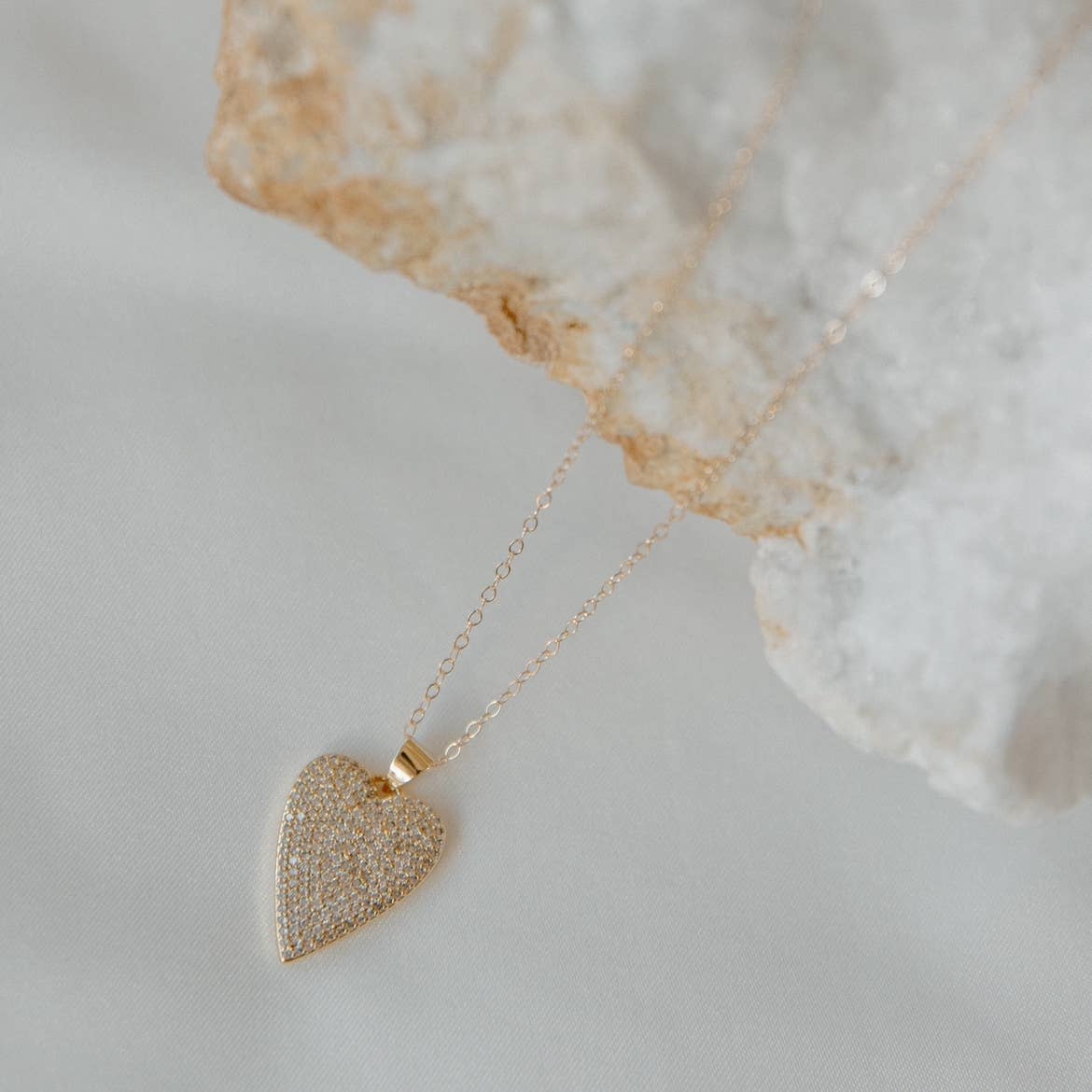 One Love Heart CZ Necklace Gold Filled