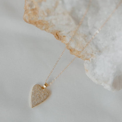 One Love Heart CZ Necklace Gold Filled